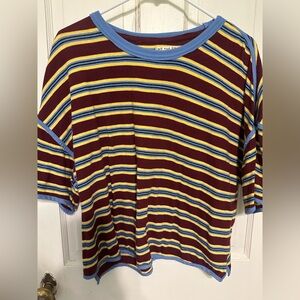 FREE PEOPLE We The Free Maroon and Yellow Tee. Never worn